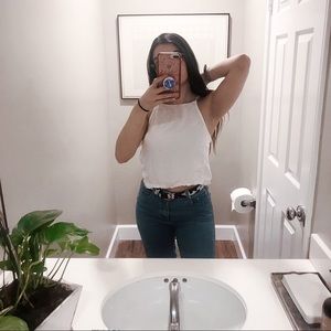 Brandy Melville White Tied Back Top